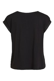 VILA Black Short Sleeve Satin and Jersey Top - Image 6 of 6