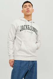 JACK & JONES Grey Logo Hoodie - Image 1 of 7