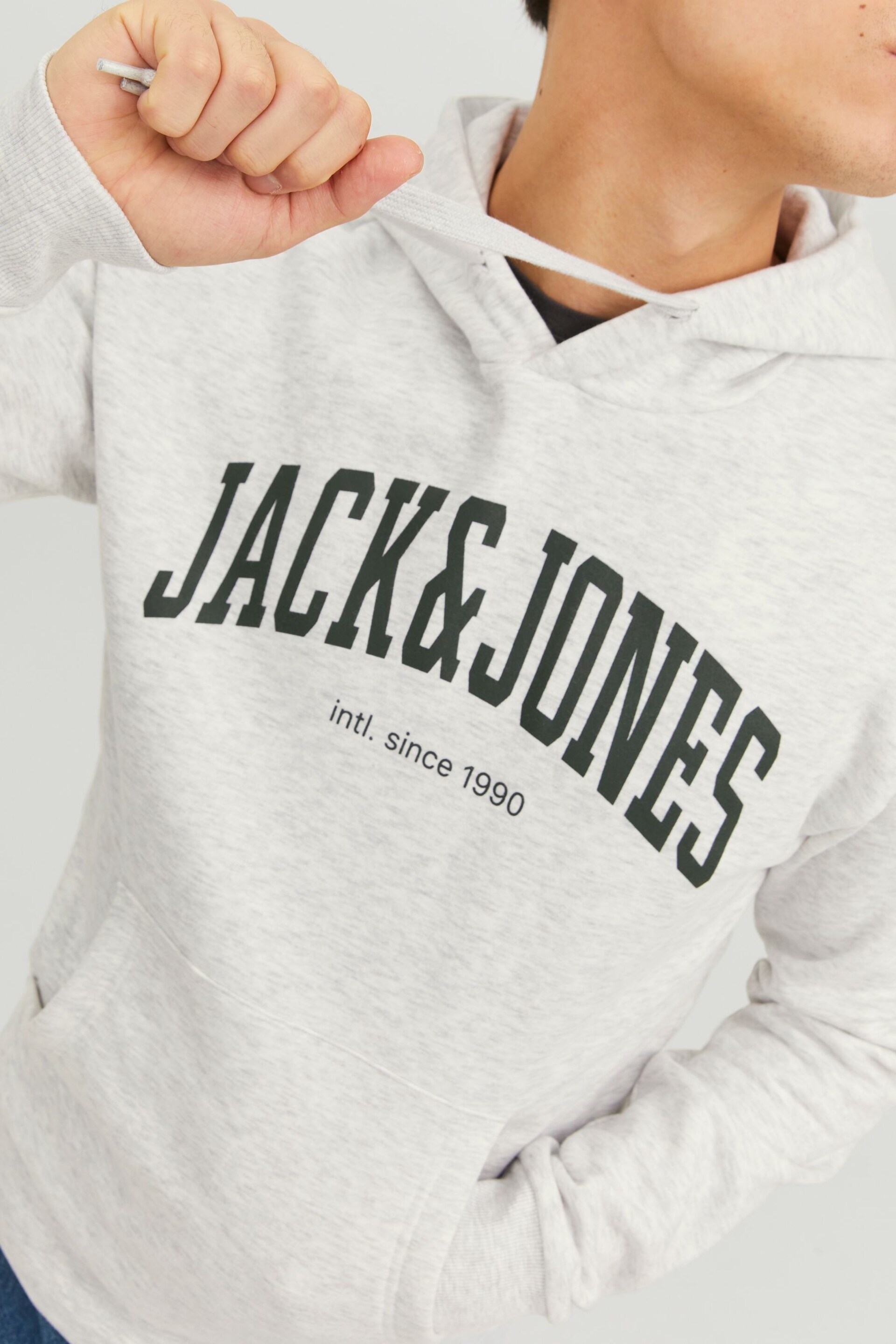 JACK & JONES Grey Logo Hoodie - Image 5 of 7