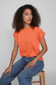 VILA Orange Short Sleeve Satin and Jersey Top - Image 1 of 5