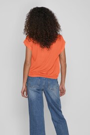 VILA Orange Short Sleeve Satin and Jersey Top - Image 3 of 5