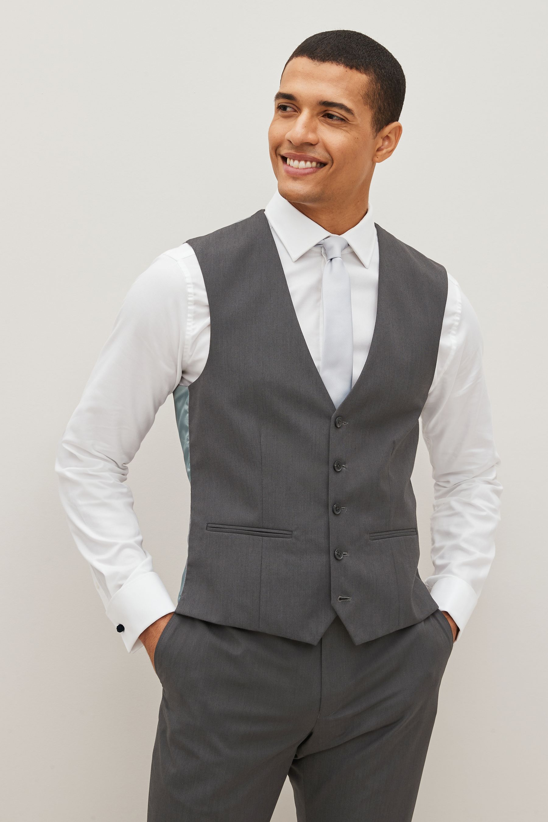 Buy Charcoal Grey Regular Fit Waistcoat from Next Luxembourg
