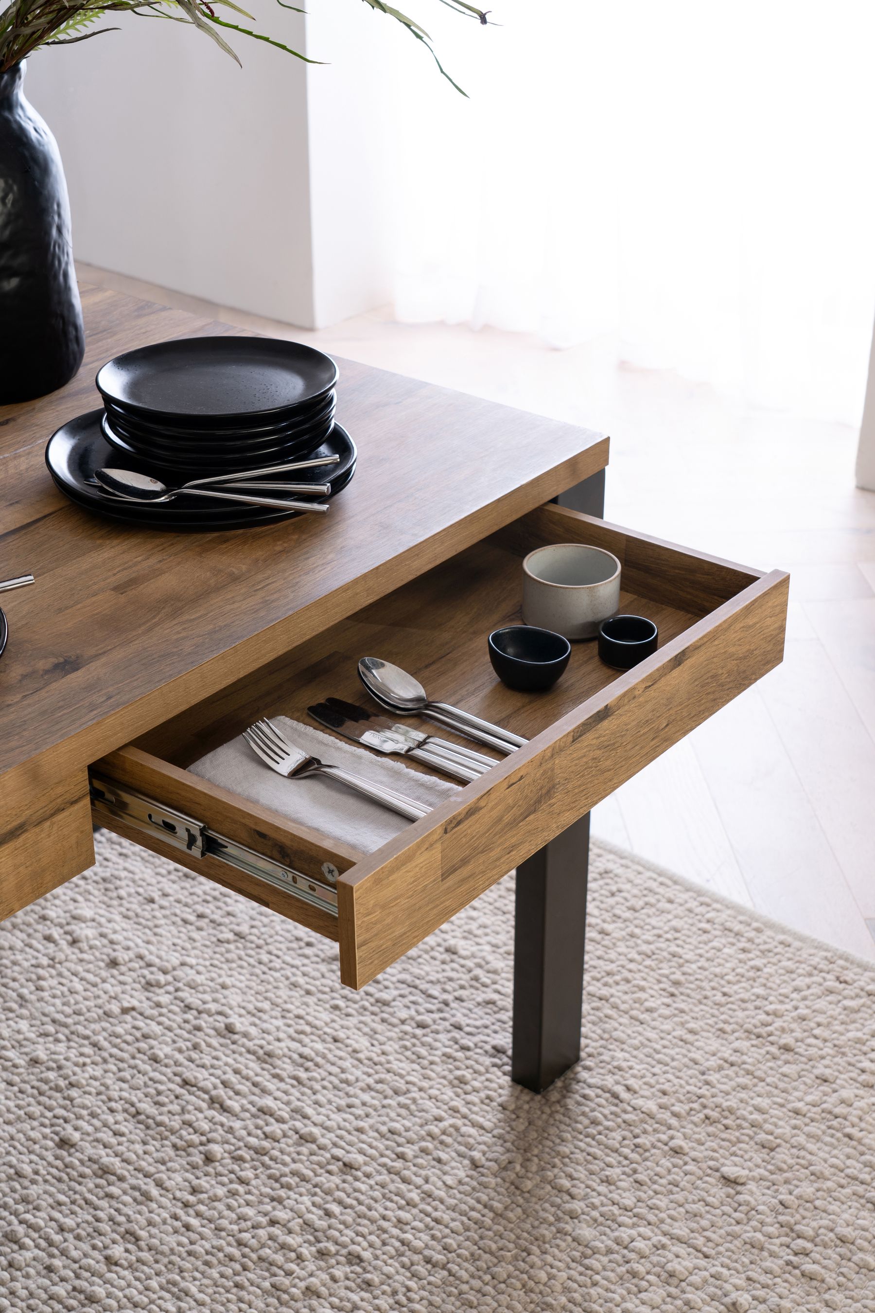 Oak table shop with drawers