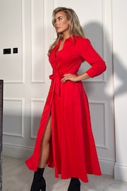 Girl In Mind Red Brielle Shirt Maxi Dress - Image 4 of 4