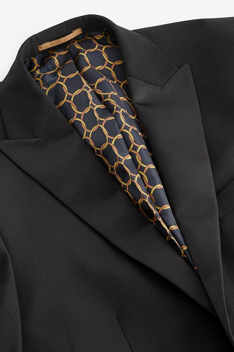 Black Tailored Fit Tuxedo Suit Jacket - Image 8 of 11