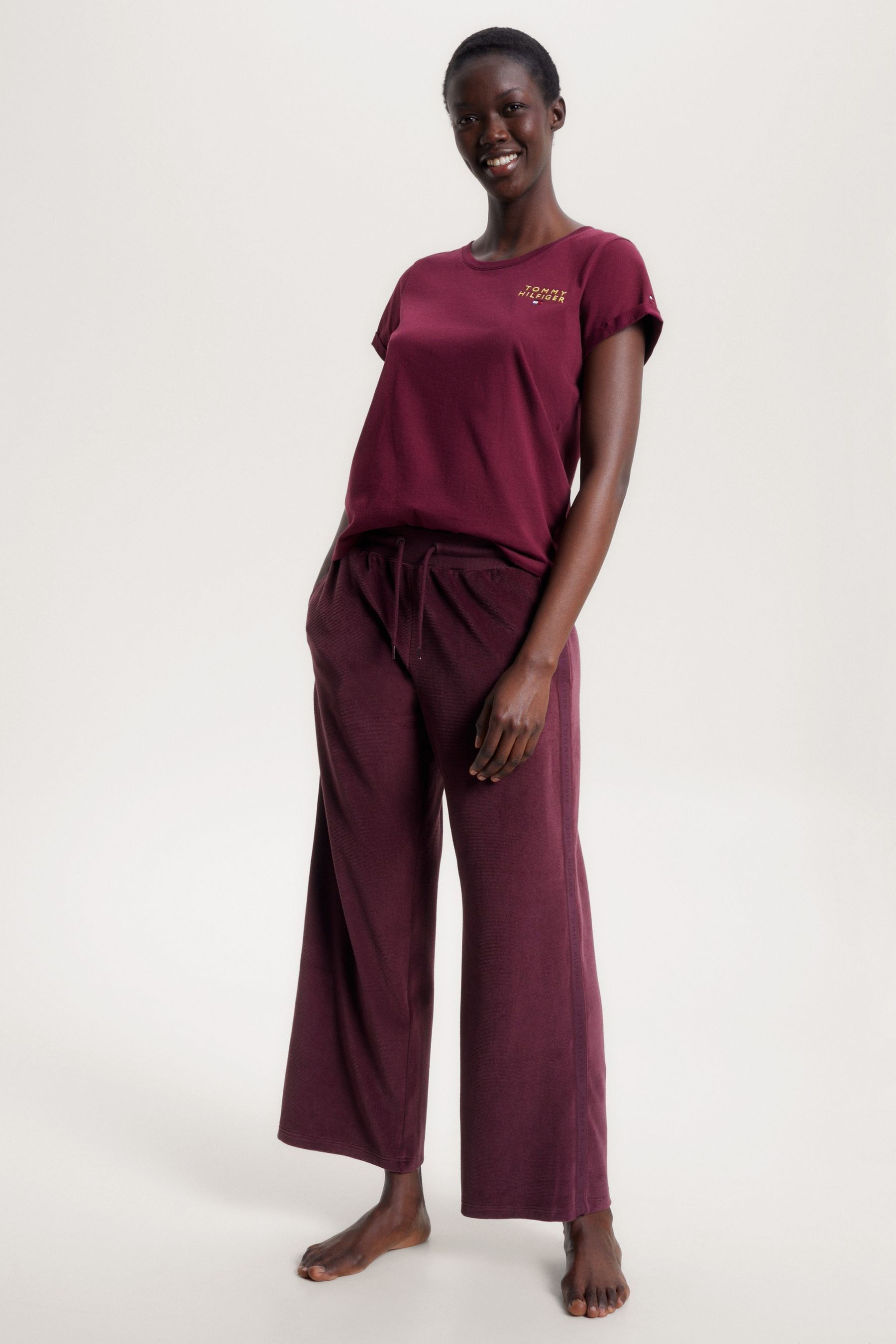 Buy Tommy Hilfiger Red Logo Lace Velour Lounge Pyjamas from Next Luxembourg