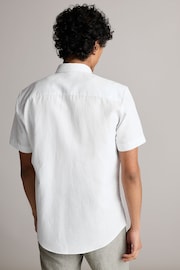 White Regular Fit Trimmed Linen Blend Short Sleeve Shirt - Image 3 of 8