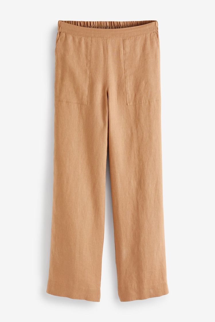 Pure Collection Camel Laundered 100% Linen Wide Leg Trousers - Image 3 of 3