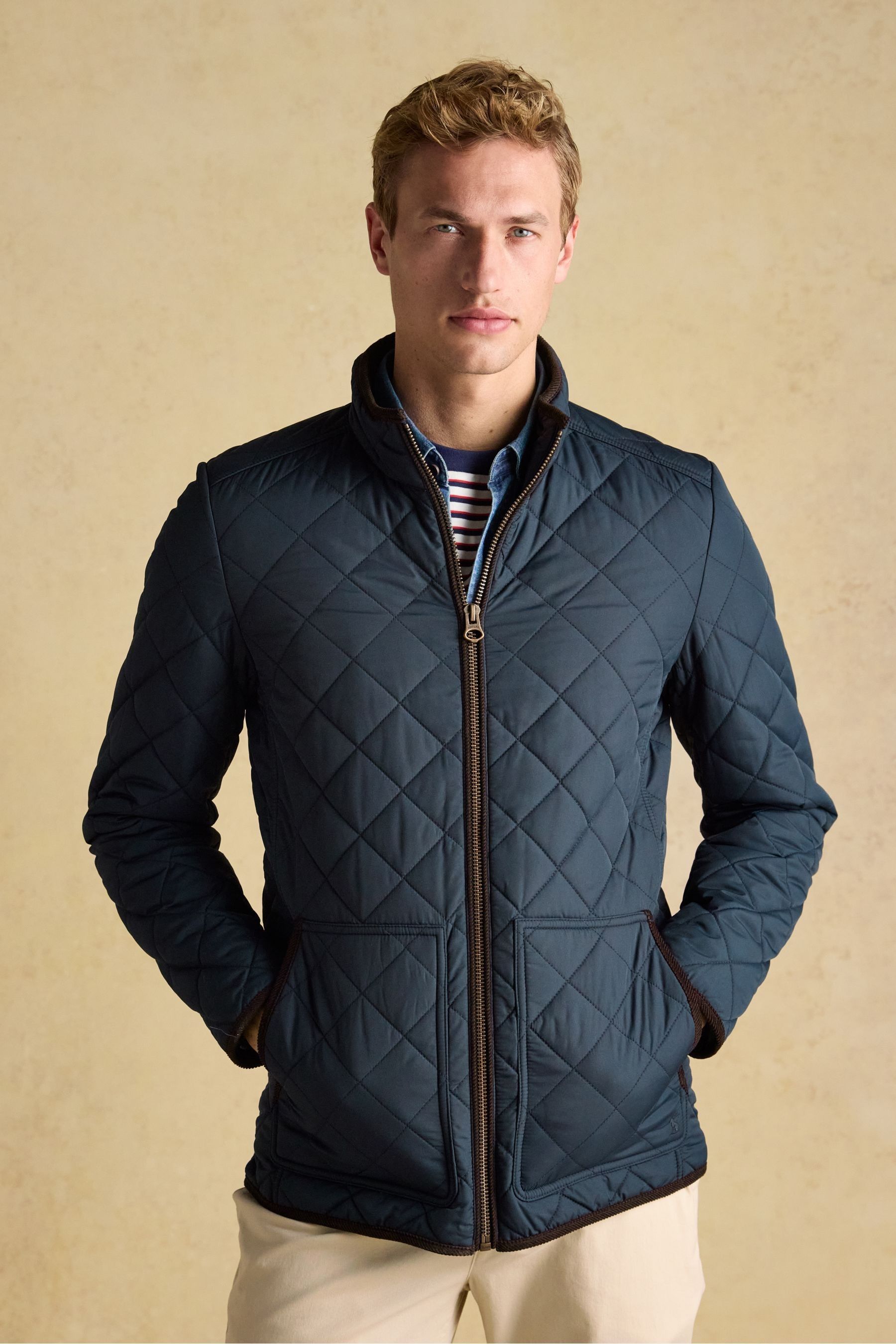 Buy Joules Maynard Navy Blue Diamond Quilted Jacket from the Next UK online shop