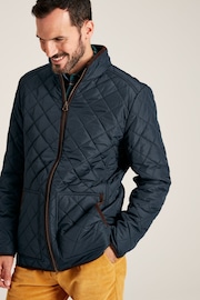 Joules Maynard Navy Blue Diamond Quilted Jacket - Image 4 of 7