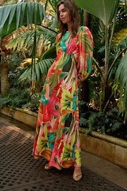 Bright Floral Kew Collection Long Sleeve Maxi Dress - Image 1 of 6