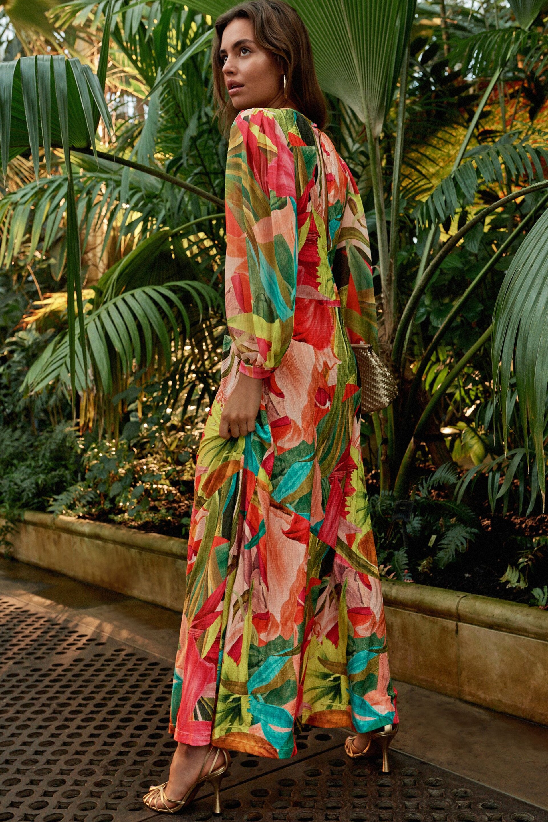 Bright Floral Kew Collection Long Sleeve Maxi Dress - Image 2 of 6