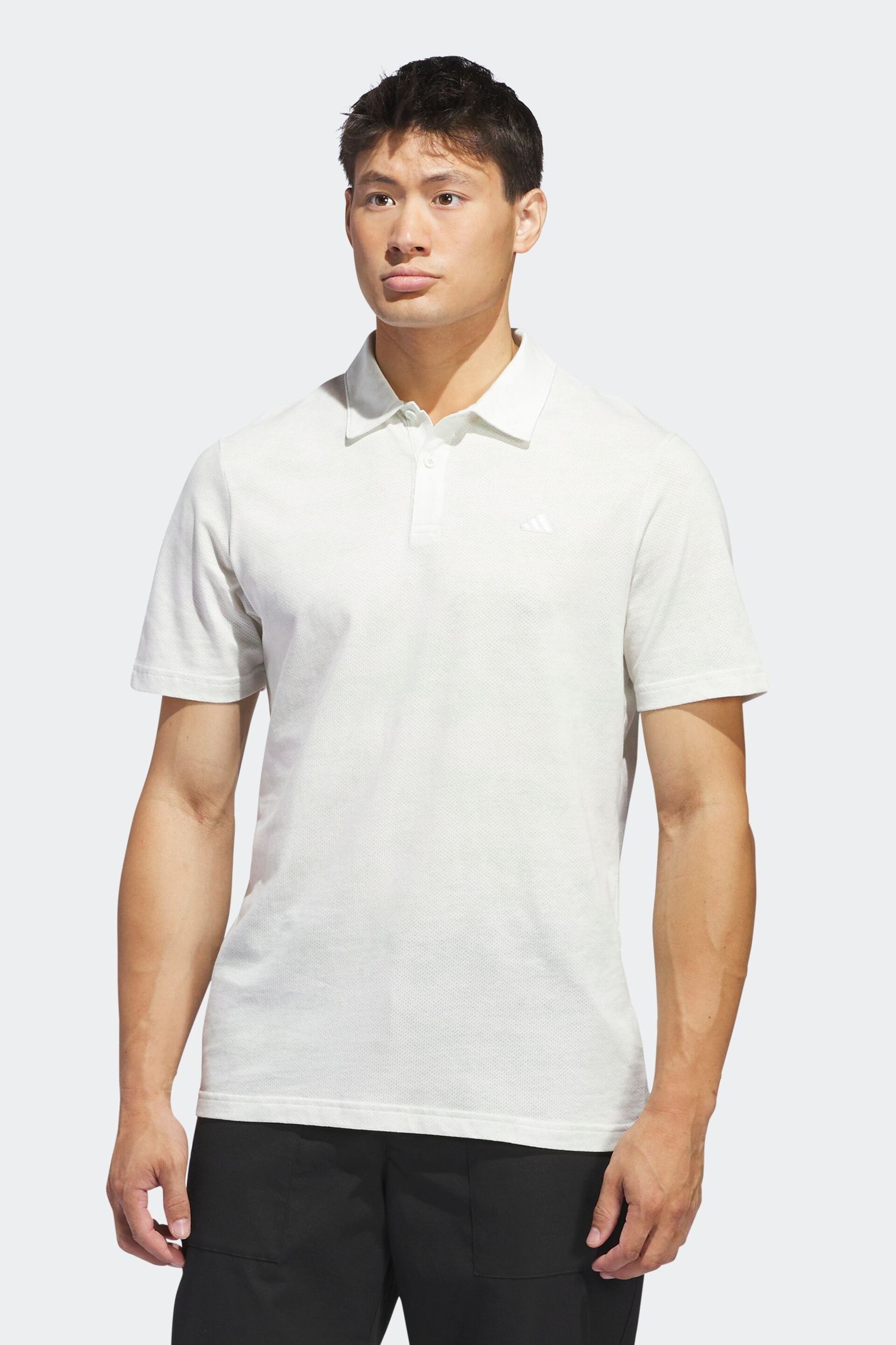 adidas Golf Light White Go To Printed Mesh Polo Shirt - Image 1 of 7