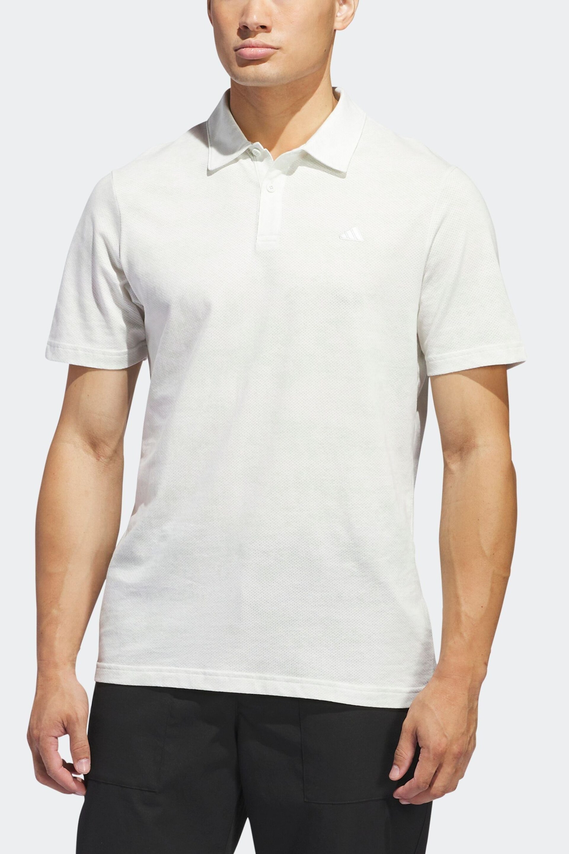 adidas Golf Light White Go To Printed Mesh Polo Shirt - Image 3 of 7