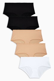 Black/White/Nude Midi Microfibre Knickers 5 Pack - Image 1 of 8