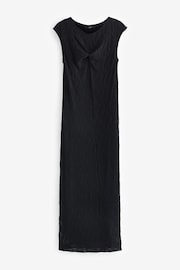 Black Twist Front Sleeveless Textured Jersey Maxi Dress - Image 4 of 6