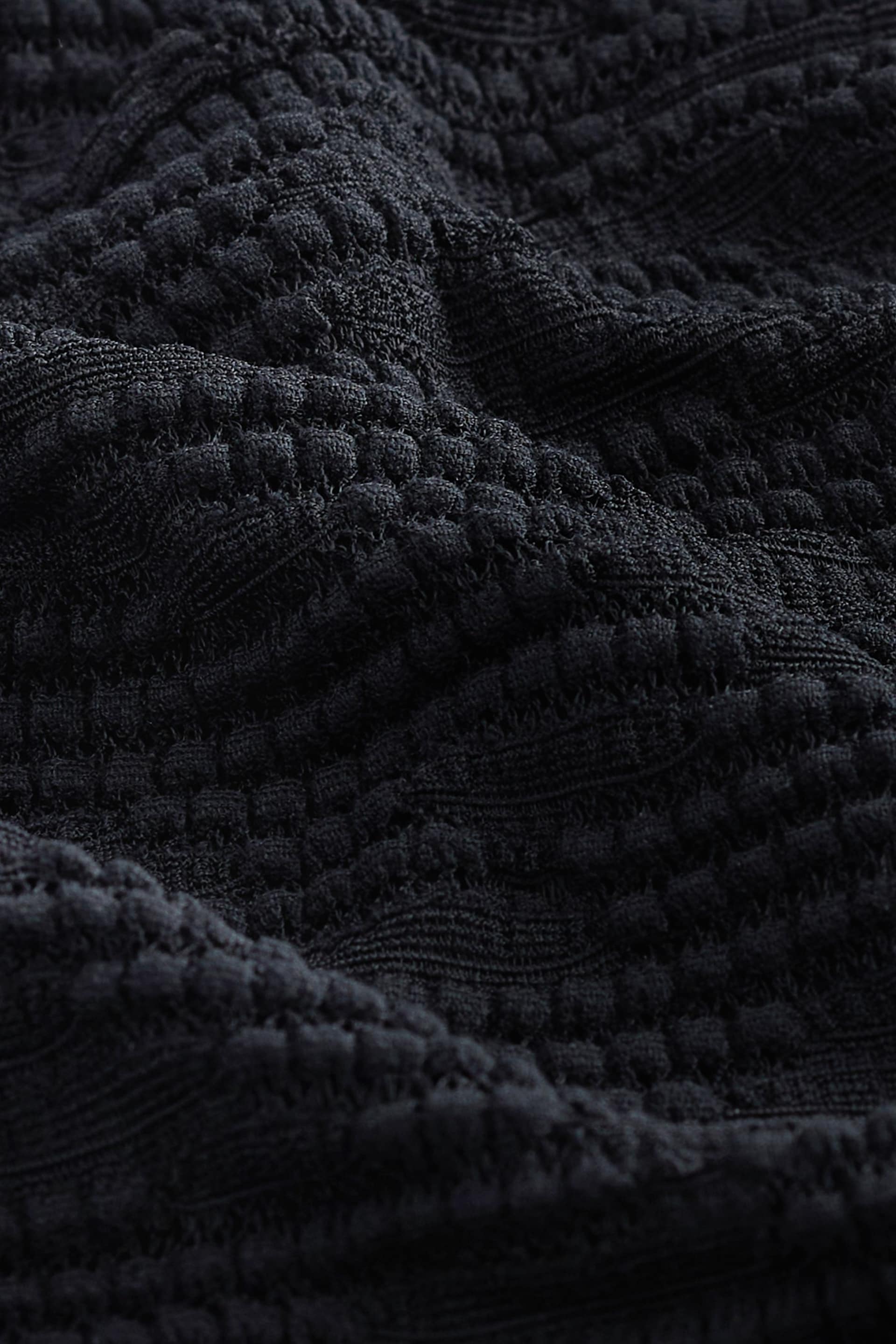Black Twist Front Sleeveless Textured Jersey Maxi Summer Dress - Image 5 of 5