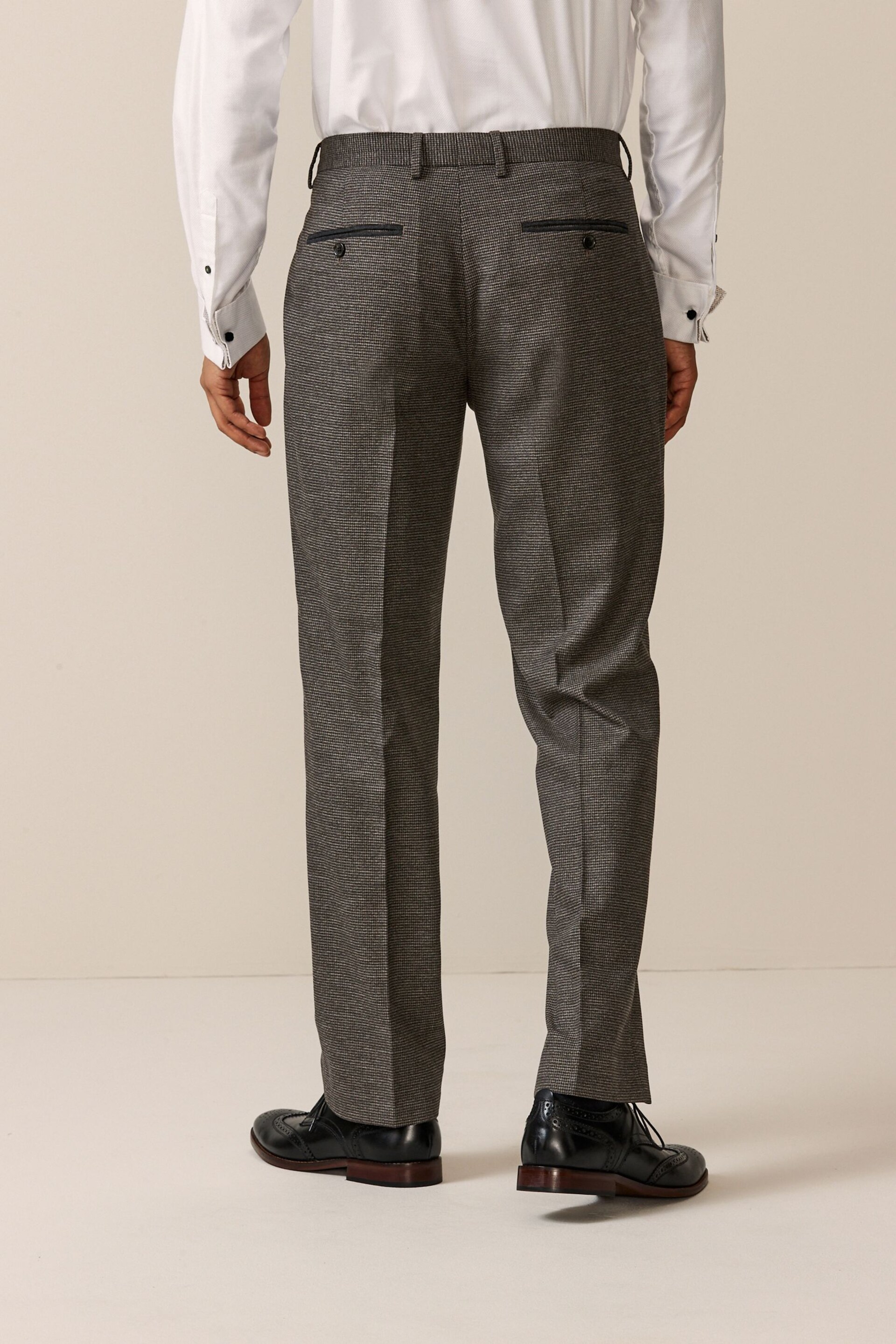 Brown Tailored Fit Trimmed Texture Suit Trousers - Image 2 of 9