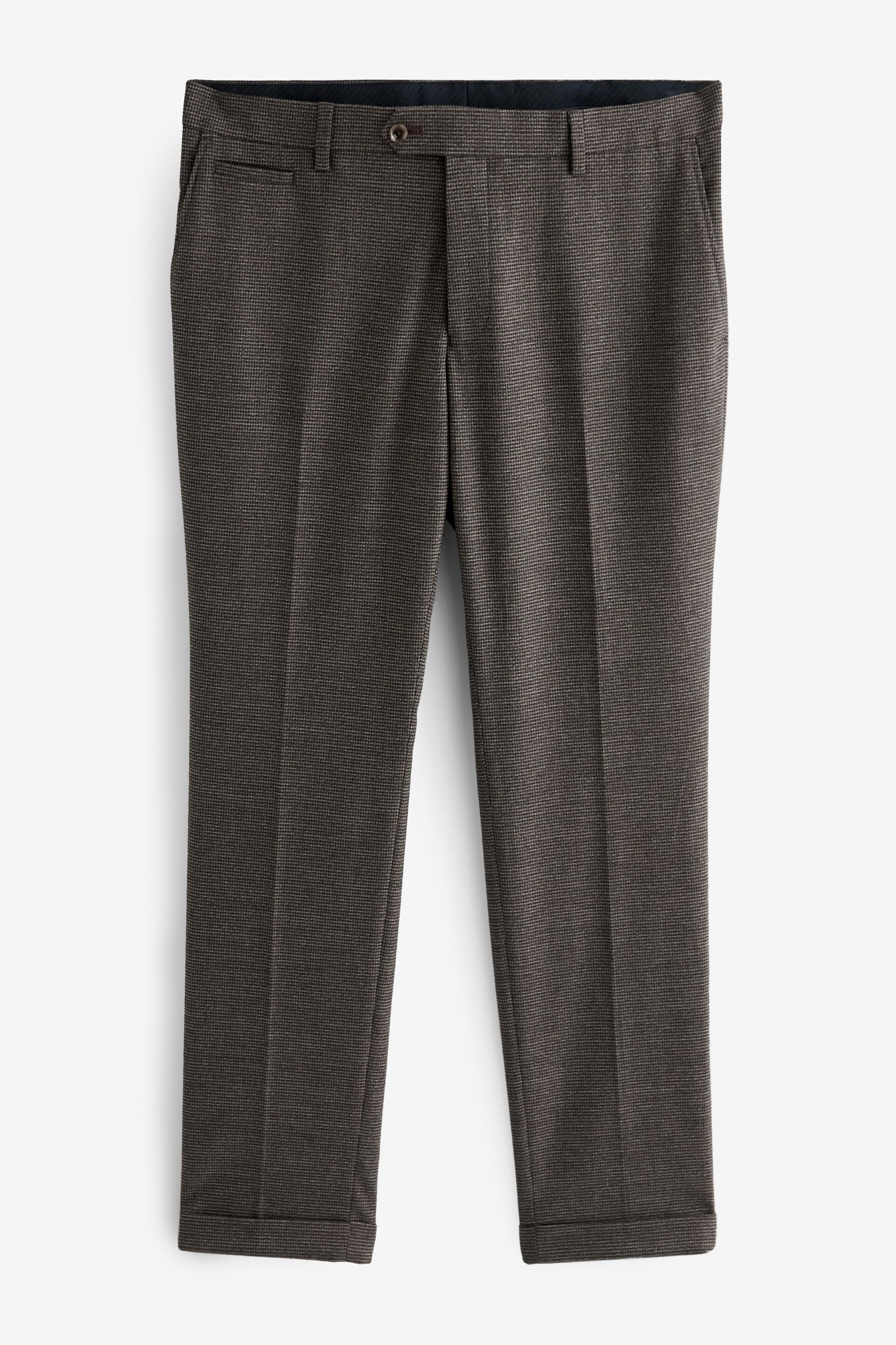 Brown Tailored Fit Trimmed Texture Suit Trousers - Image 6 of 9