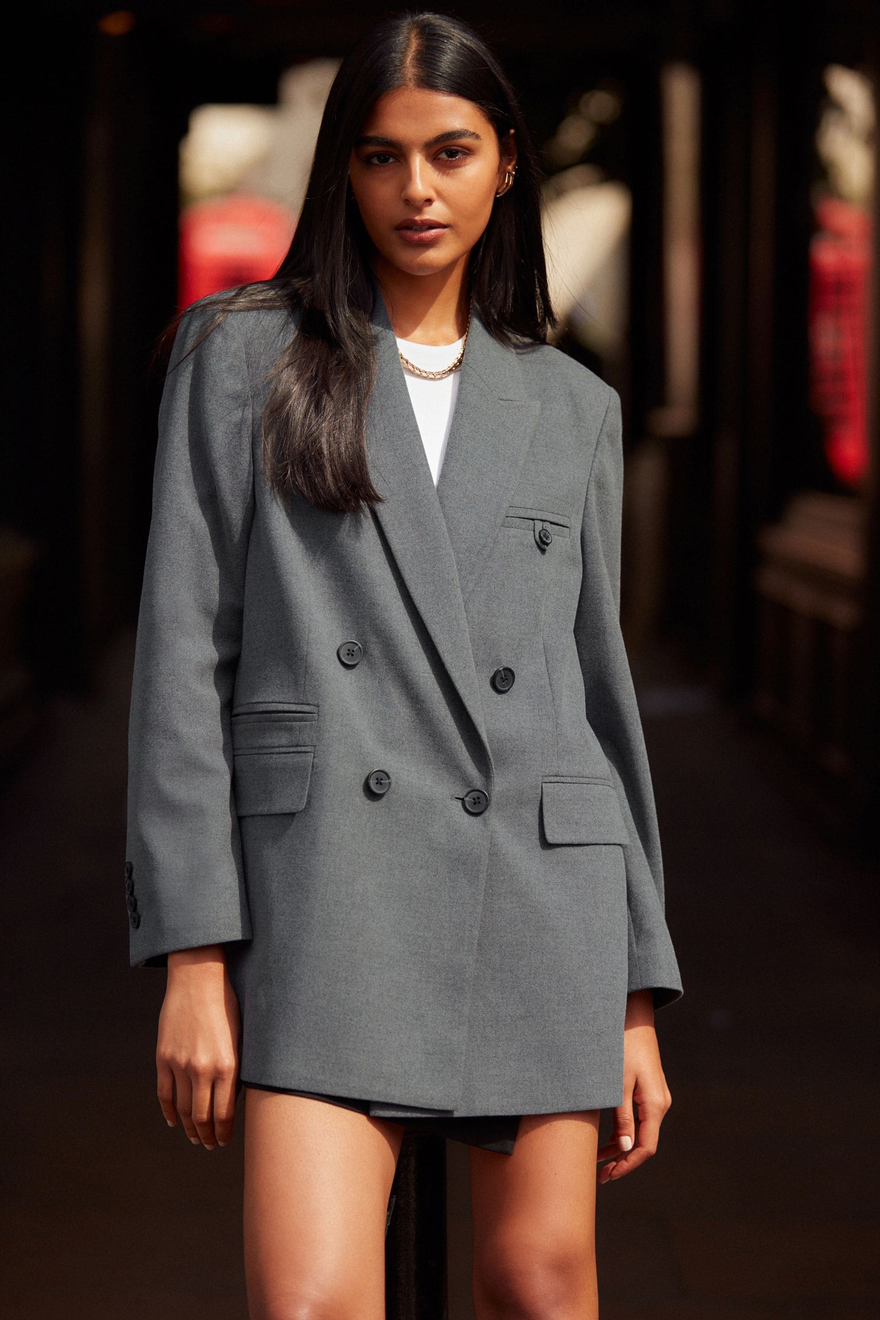 Dark grey oversized blazer online