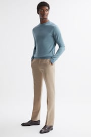 Reiss Stone Blue Wessex Merino Wool Crew Neck Jumper - Image 1 of 5