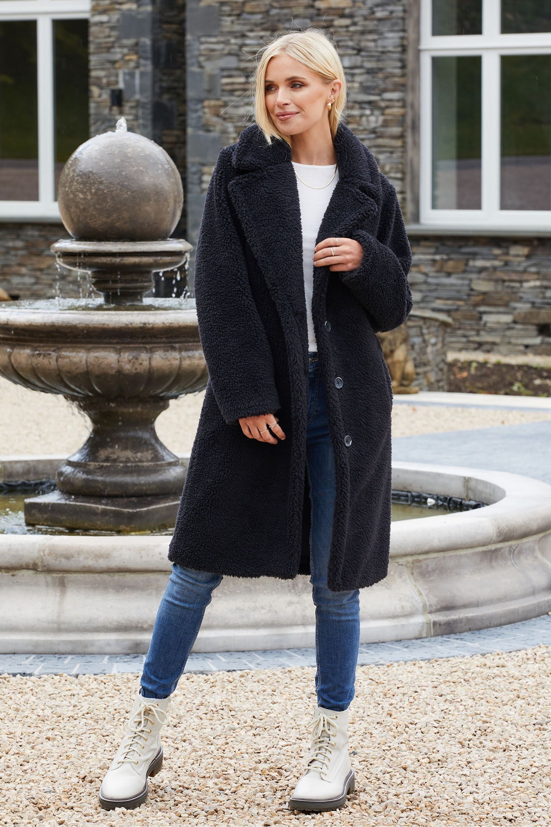 Black borg teddy coat shop