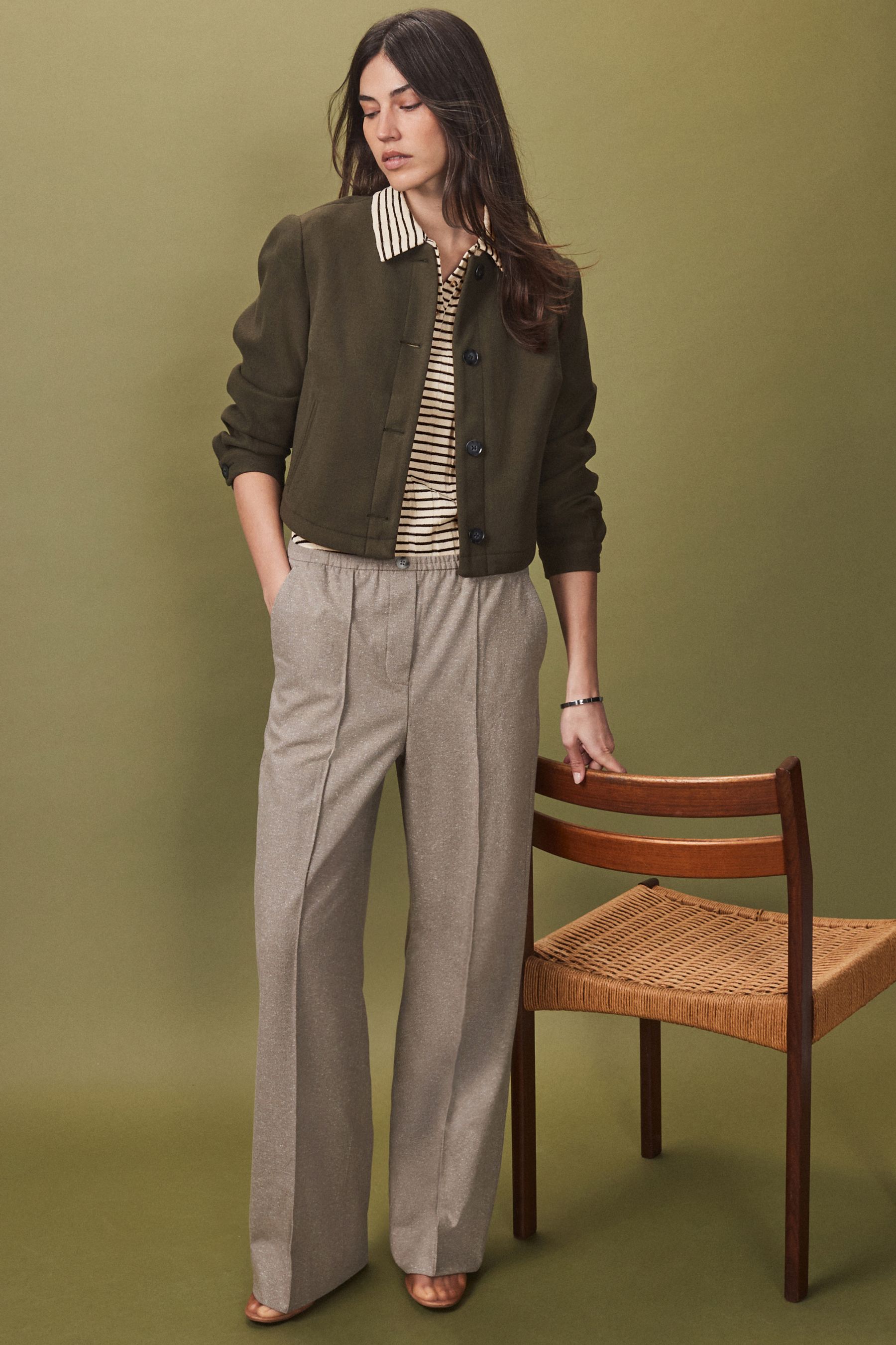 Buy Beige Brushed Elasticated Waist Wide Leg Trousers from Next Canada