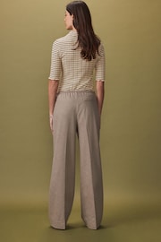 Beige Brushed Elasticated Waist Wide Leg Trousers - Image 4 of 8