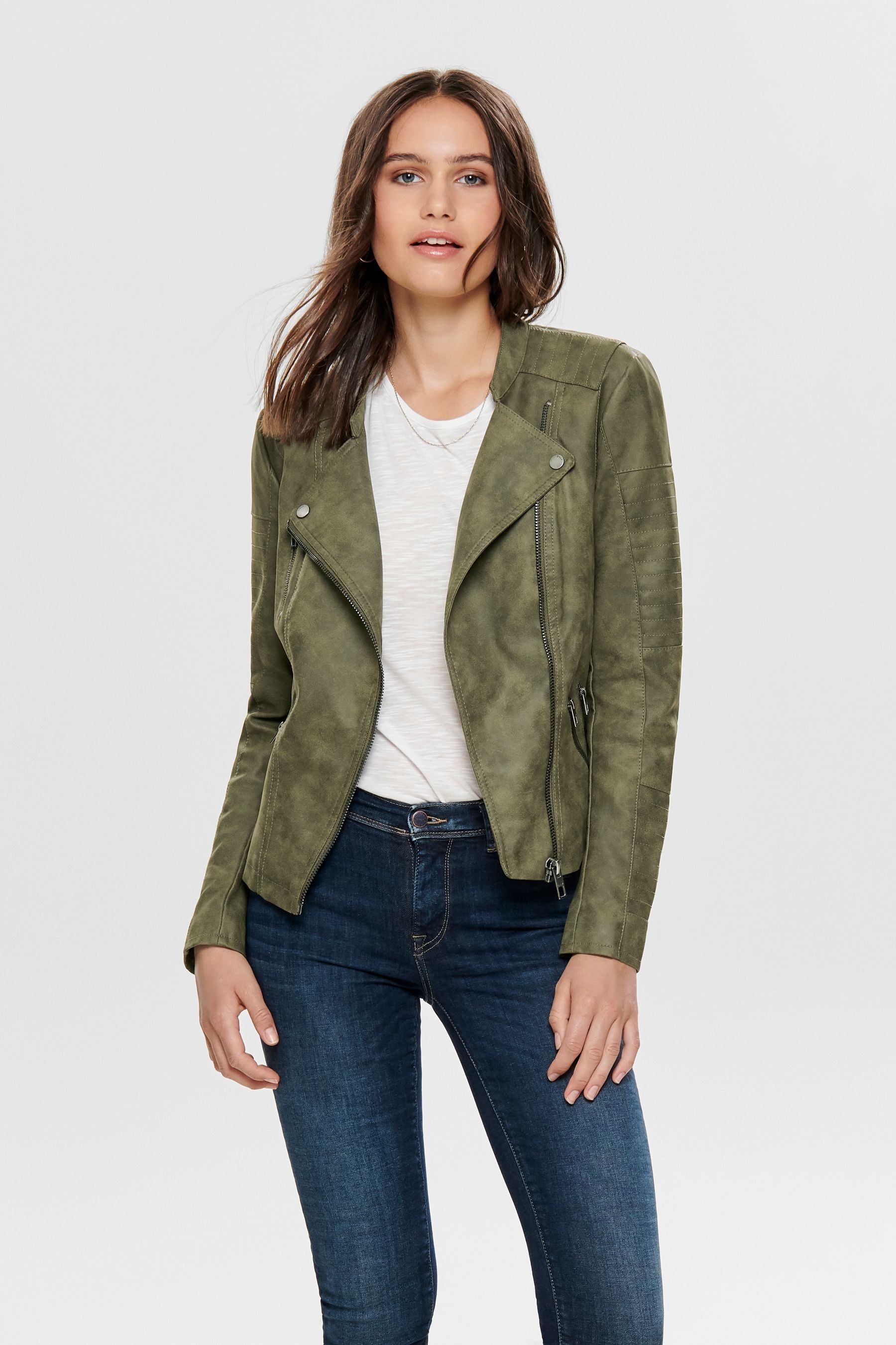 Faux green leather jacket 2025