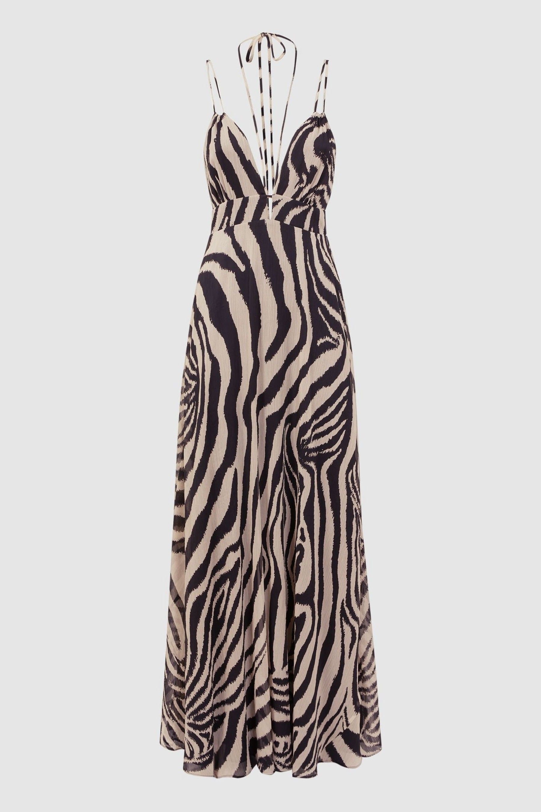 Buy Reiss Black White Vida Zebra Print Maxi Dress from Next Luxembourg
