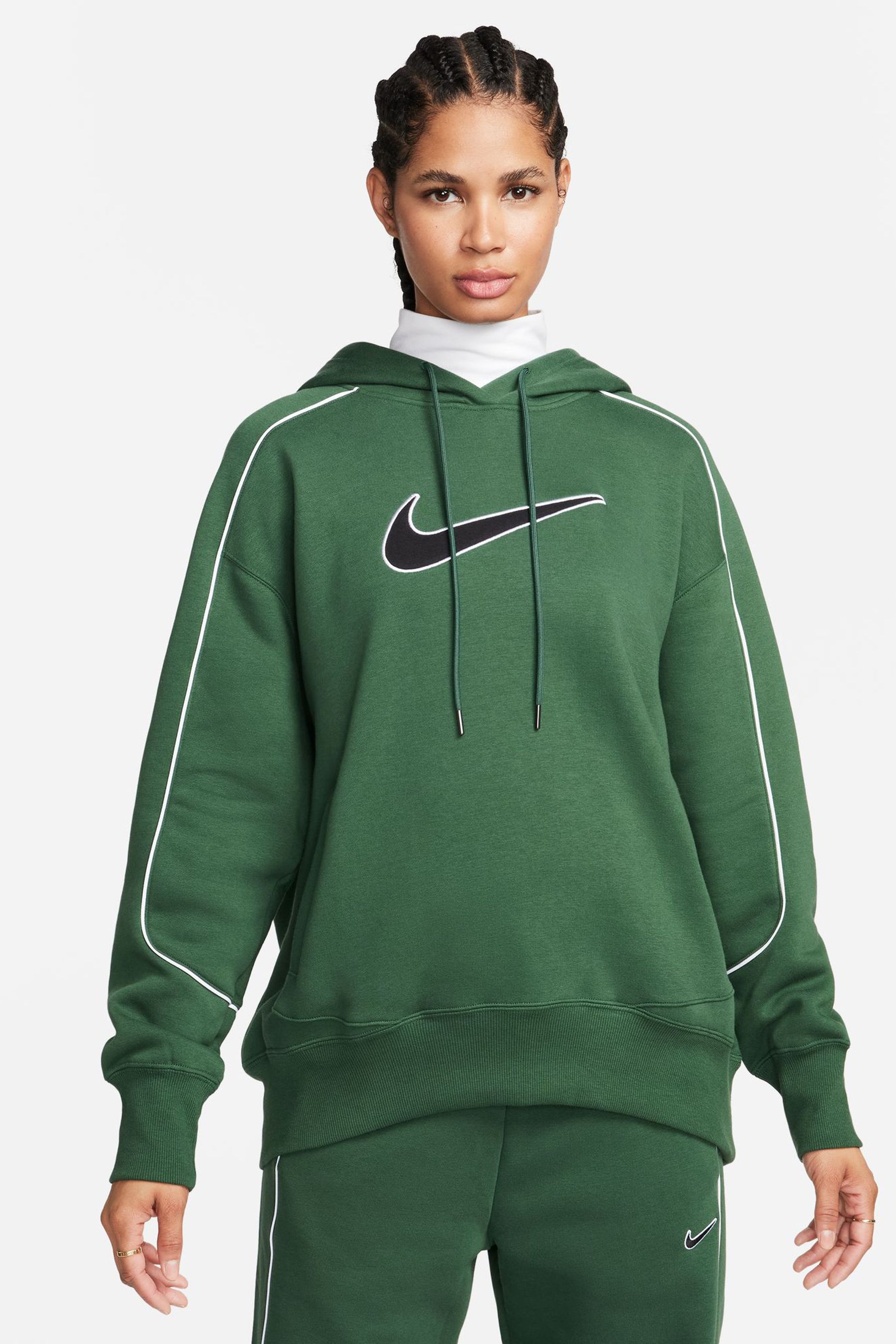 Buy Nike Green Piping Detail Swoosh Hoodie from Next Luxembourg