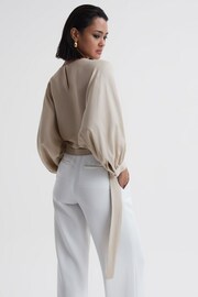 Reiss Champagne Imogen Blouson Style Cropped Blouse - Image 5 of 5