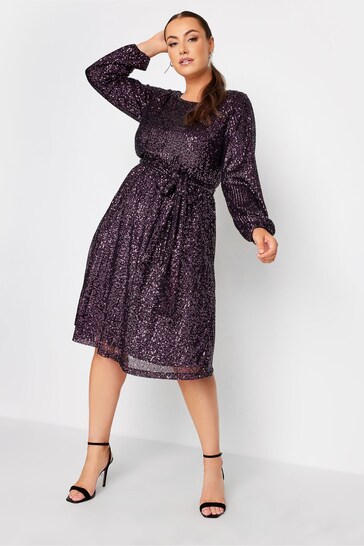 Yours Curve Purple London sleeves Skater Dress