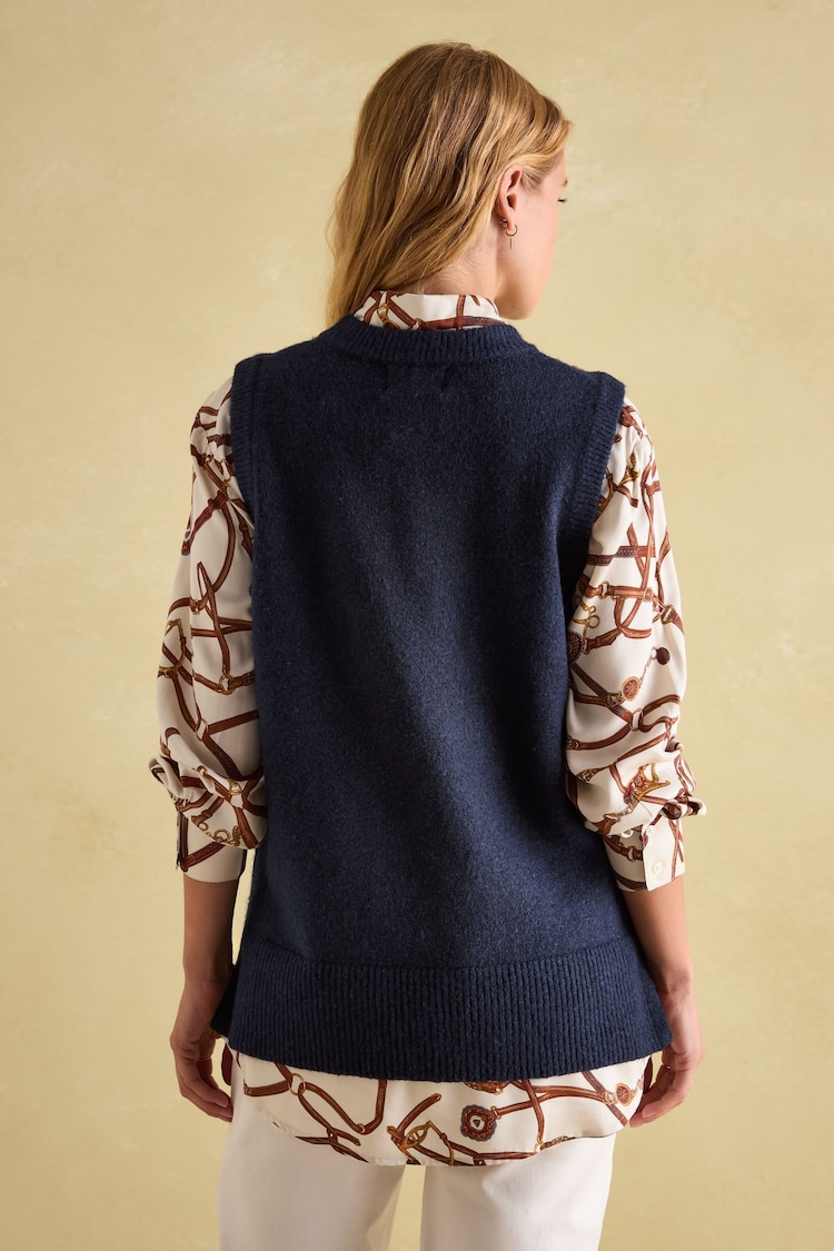 Joules Holly Navy Longline Knitted Vest - Image 2 of 7