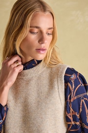 Joules Holly Camel Longline Knitted Vest - Image 6 of 7