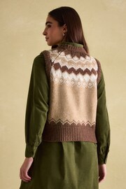 Joules Lowry Cream/Navy Knitted Fair Isle Vest - Image 2 of 5