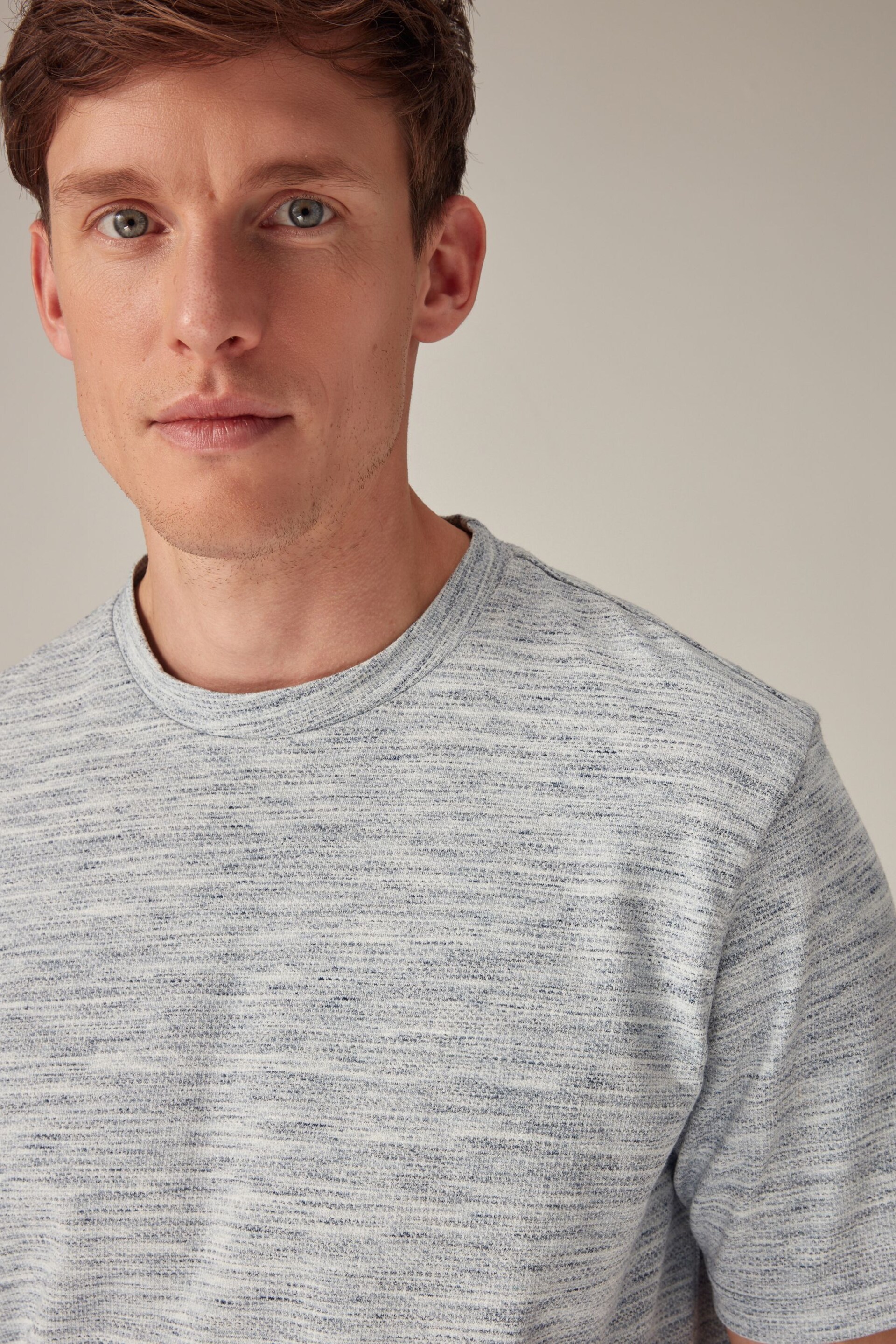 Blue Marl Textured T-Shirt - Image 1 of 7