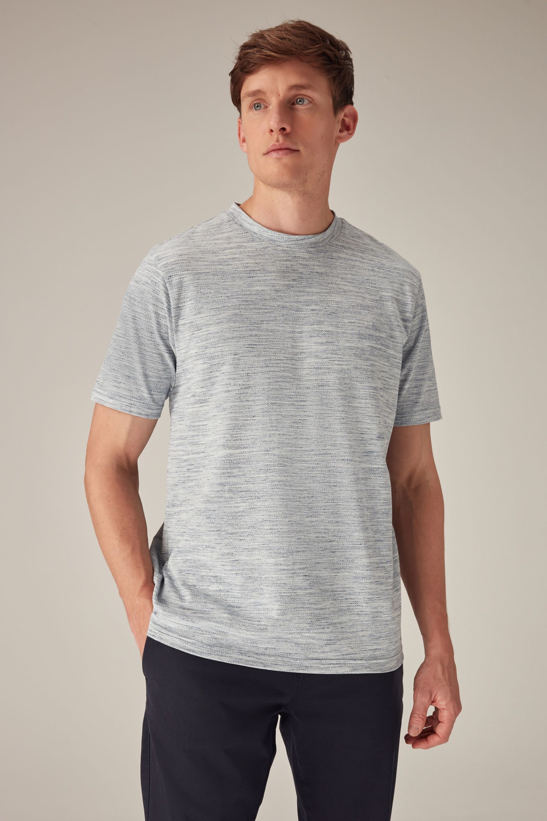 Blue Marl Textured T-Shirt - Image 2 of 7