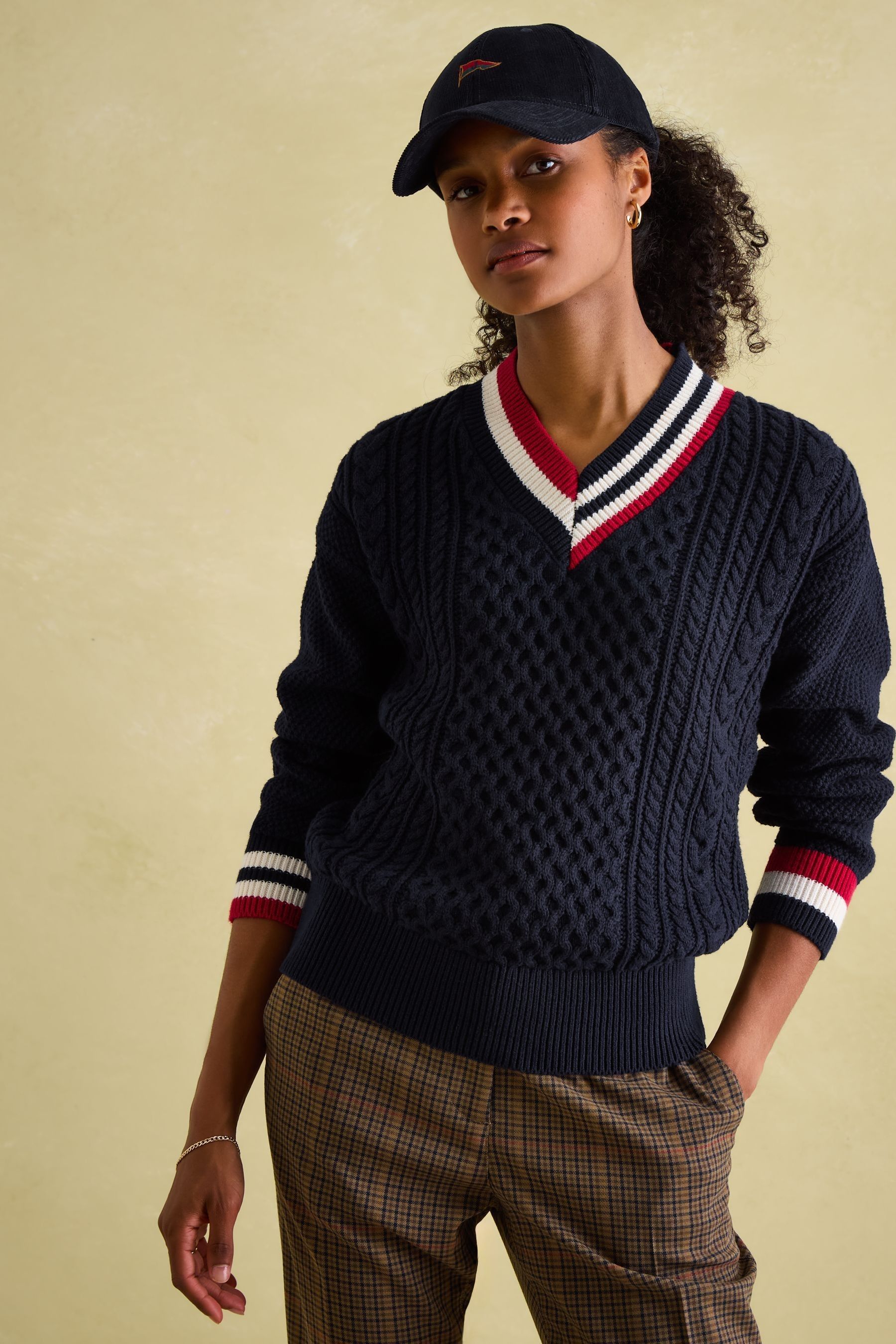 Buy Joules Dawson Navy Cable Knit Cricket Jumper from Next Canada