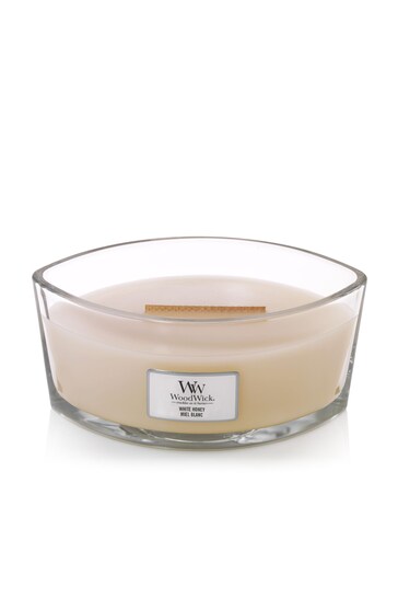 Woodwick Cream Ellipse Scented Candle with Crackle Wick White Honey