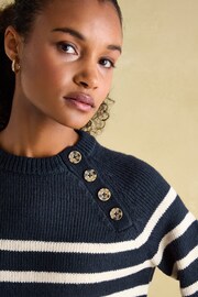 Joules Agnes Striped Button Neck Jumper - Image 5 of 8