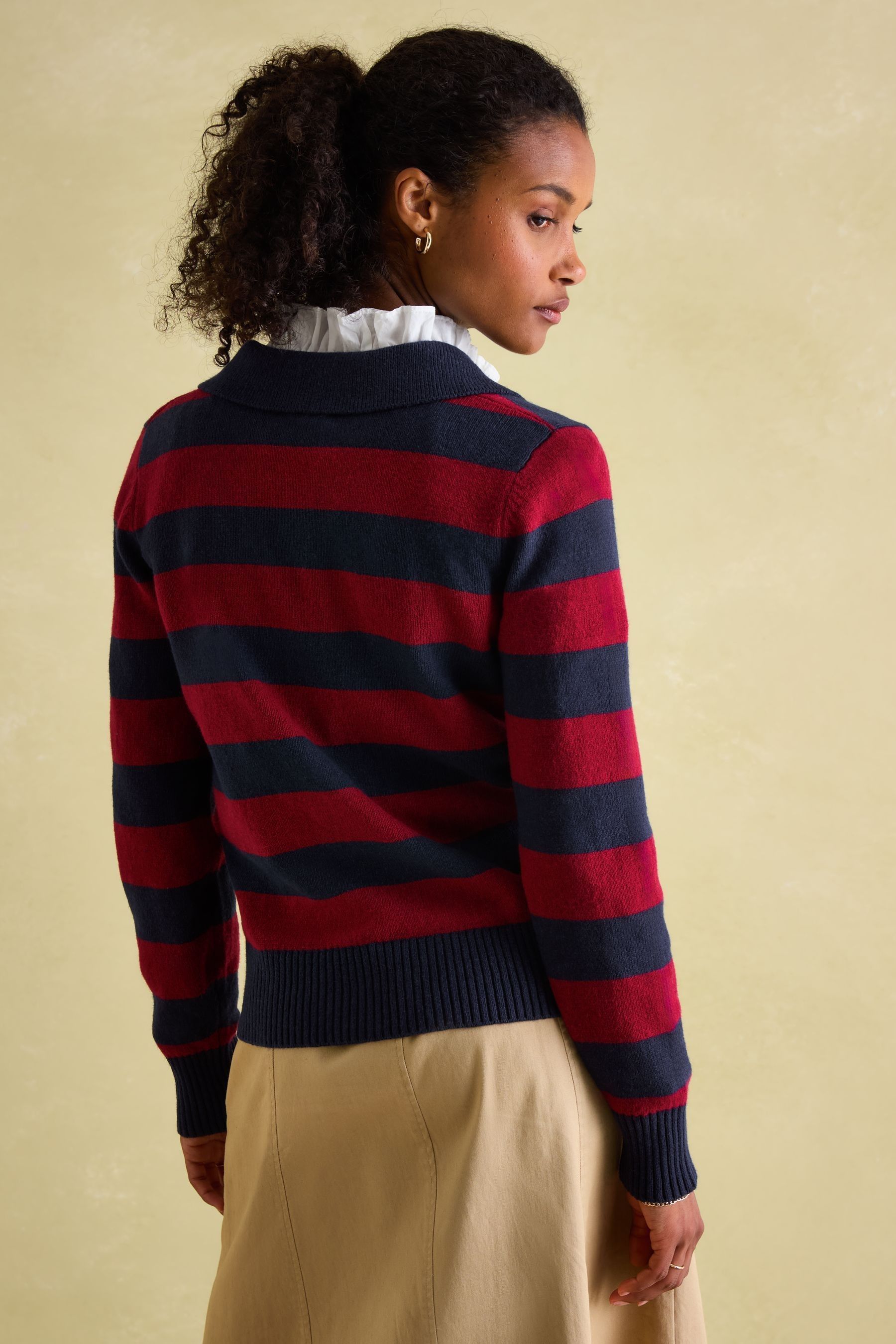 V neck striped jumper on sale
