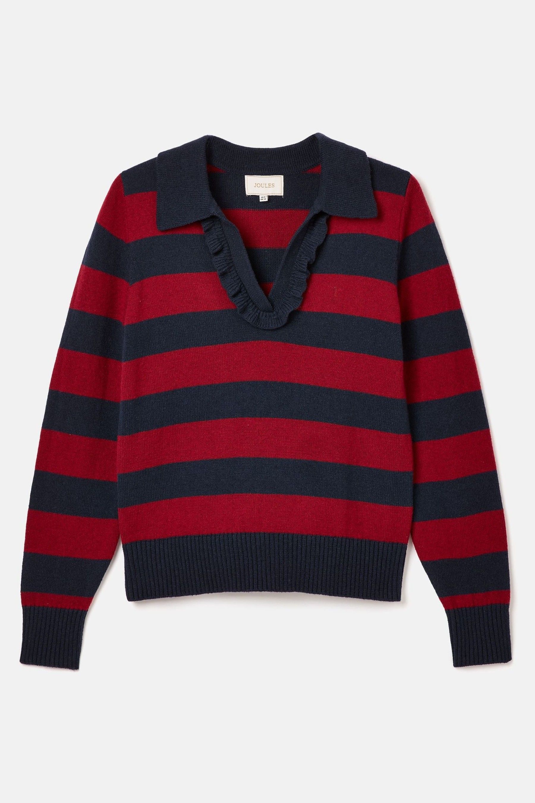 Buy Joules Maddie Red Navy V Neck Stripe Jumper with Collar from Next Canada