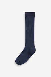Navy 5 Pack Cotton Rich Knee High Socks - Image 2 of 2