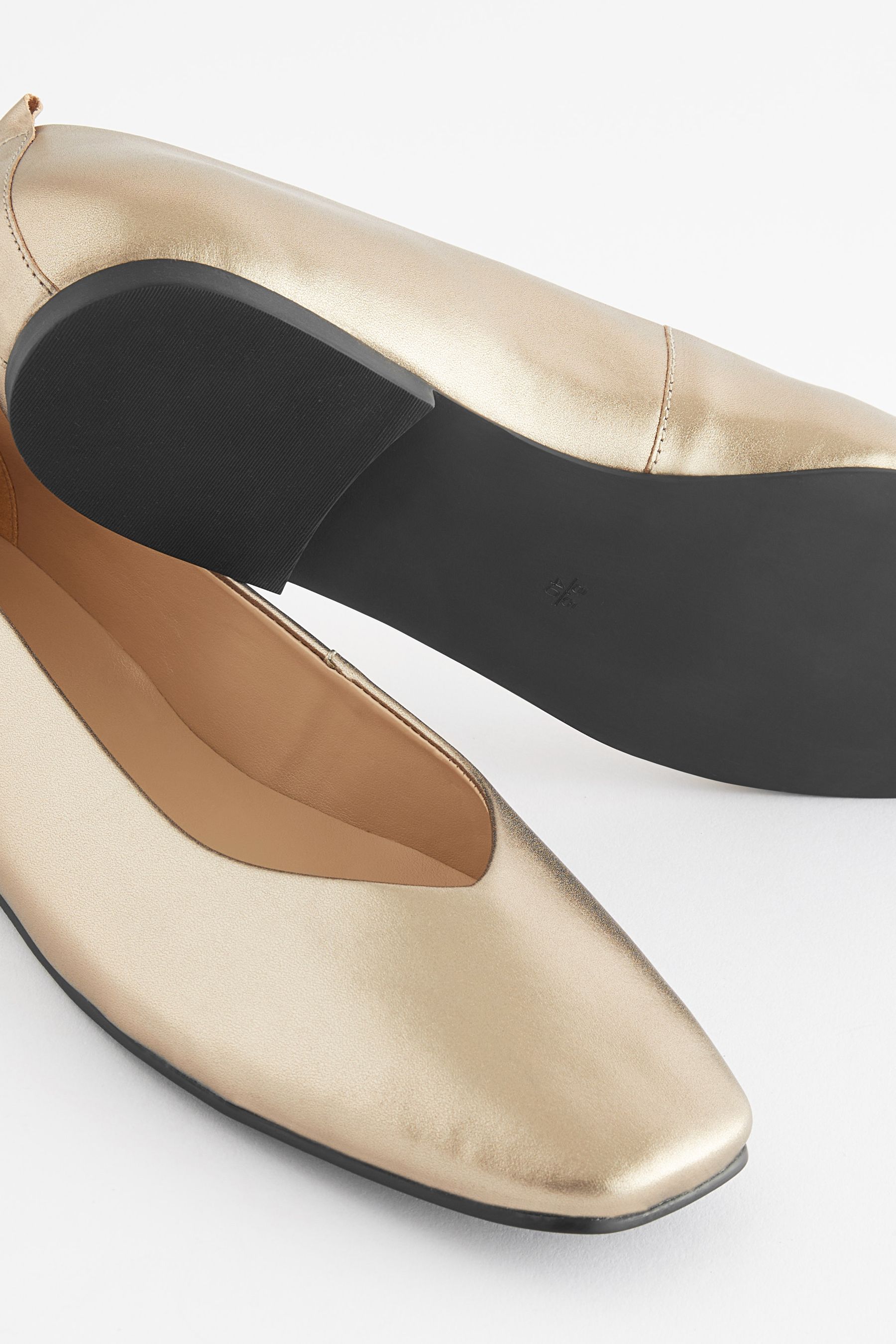 Buy Gold Signature Leather Hi Cut Ballerina Shoes from Next Luxembourg