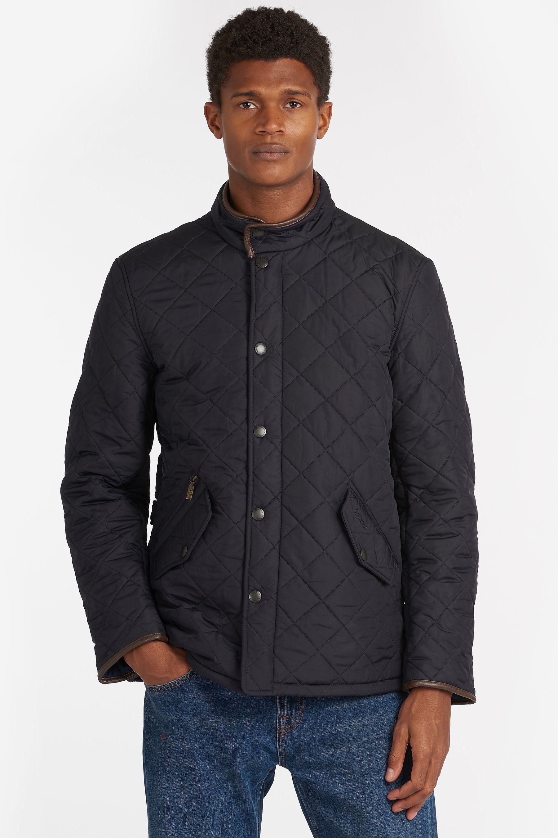 Mens barbour powell 2025 quilted jacket black