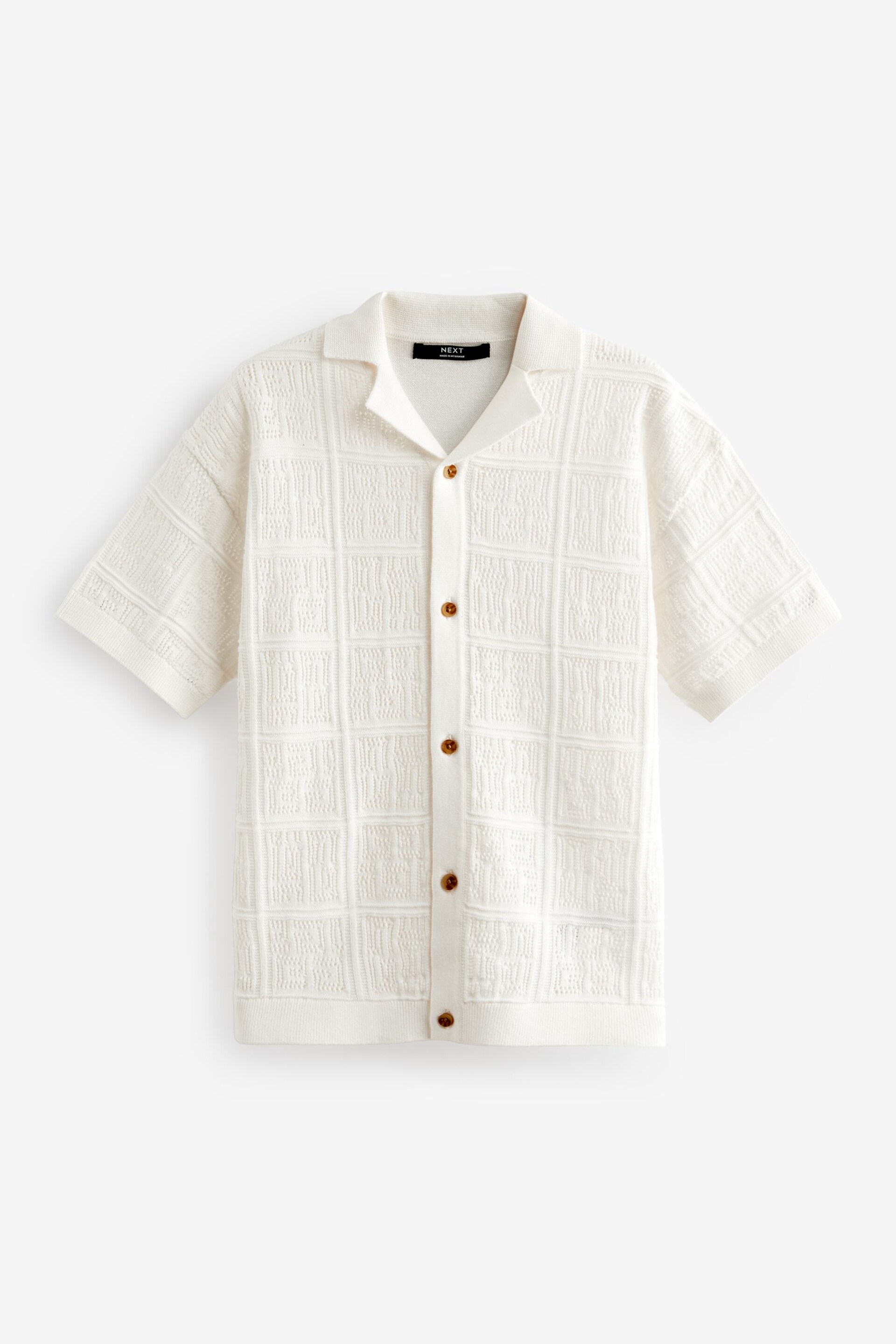 White Short Sleeve Textured Knit Shirt (3-16yrs) - Image 2 of 4