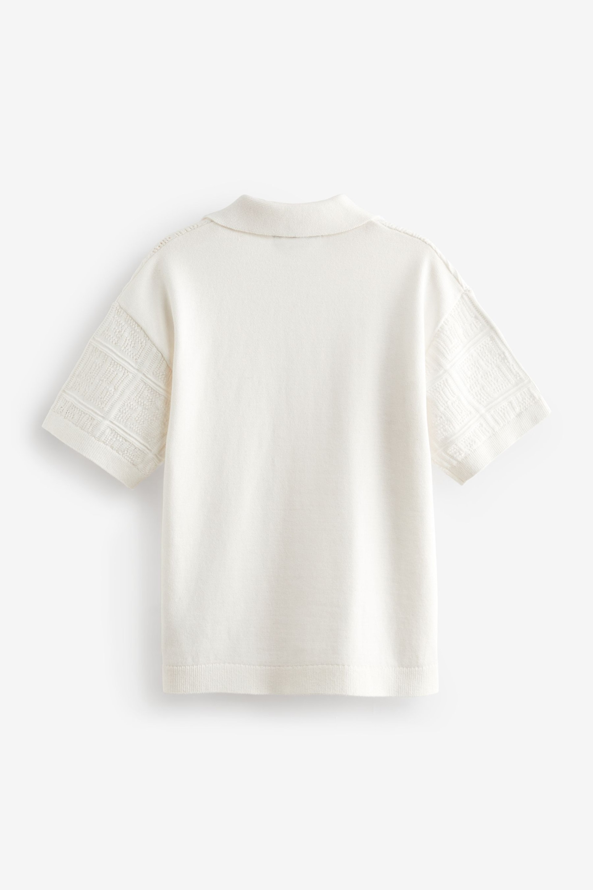 White Short Sleeve Textured Knit Shirt (3-16yrs) - Image 3 of 4