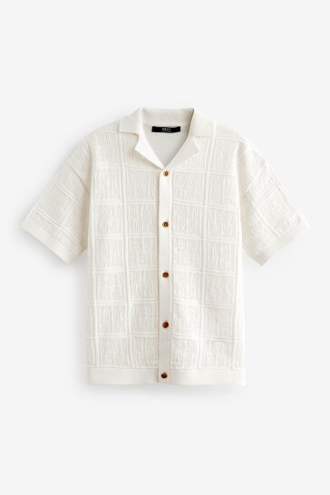 White Short Sleeve Textured Knit Shirt (3-16yrs)