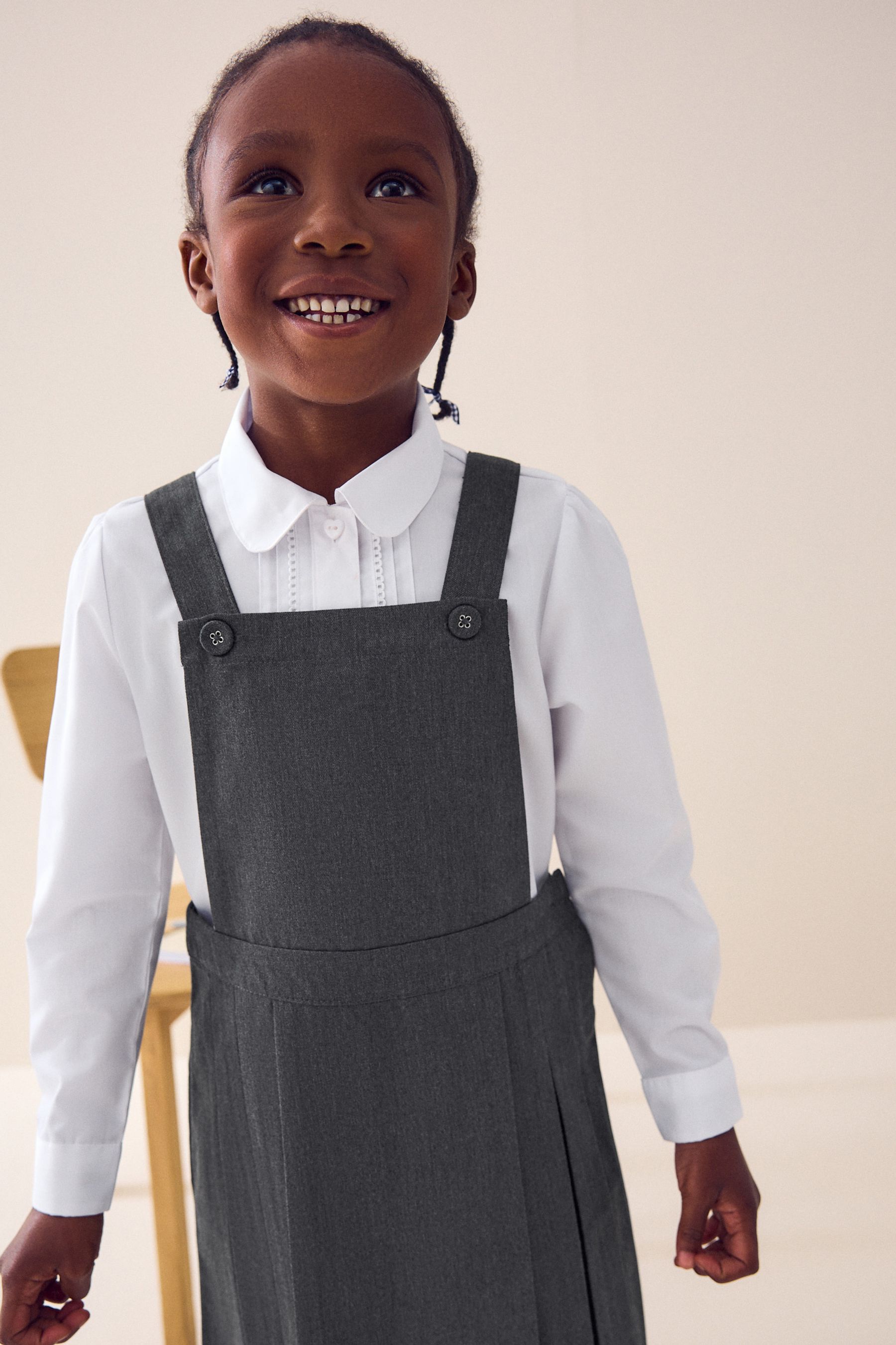Grey Pleated Tabard Pinafore School Dress 3 14yrs